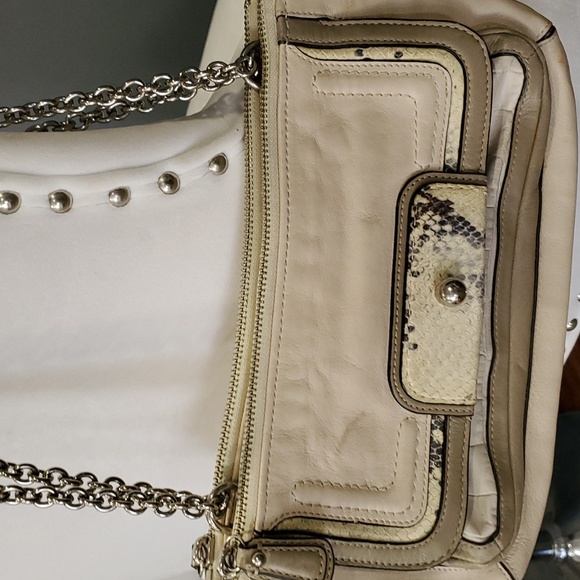 Coach kristin willow  small cream leather womens  shoulder bag with chain straps - Picture 2 of 14